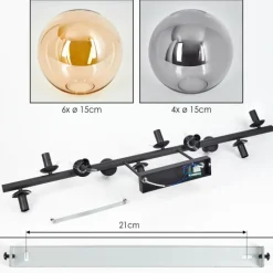 hofstein Gastor Plafonnier, Boule lumineuse Ambre, Fumé, 10 lumières