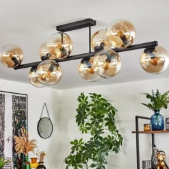 hofstein Gastor Plafonnier, Boule lumineuse Ambre, Clair, 10 lumières