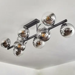 hofstein Gastor Plafonnier, Boule lumineuse Chrome, Clair, Fumé, 10 lumières