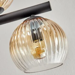 hofstein Gastor Plafonnier, Boule lumineuse Ambre, Clair, Fumé, 10 lumières