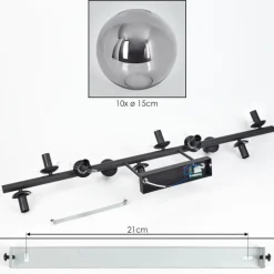 hofstein Gastor Plafonnier, Boule lumineuse Fumé, 10 lumières