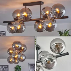 hofstein Gastor Plafonnier, Boule lumineuse Fumé, 8 lumières