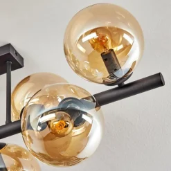 hofstein Gastor Plafonnier, Boule lumineuse Ambre, 8 lumières