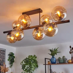 hofstein Gastor Plafonnier, Boule lumineuse Ambre, 8 lumières