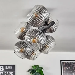 hofstein Gastor Plafonnier, Boule lumineuse Clair, Fumé, 8 lumières