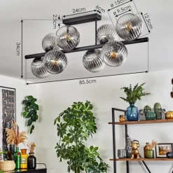 hofstein Gastor Plafonnier, Boule lumineuse Clair, Fumé, 8 lumières