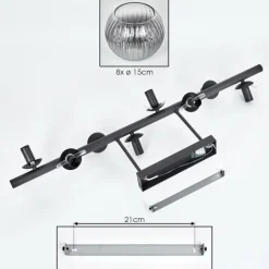 hofstein Gastor Plafonnier, Boule lumineuse Clair, Fumé, 8 lumières