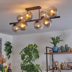 hofstein Gastor Plafonnier, Boule lumineuse Clair, Fumé, 8 lumières