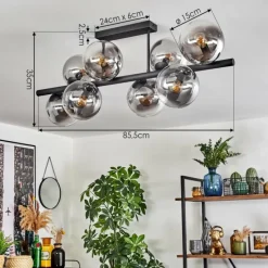 hofstein Gastor Plafonnier, Boule lumineuse Clair, Fumé, 8 lumières