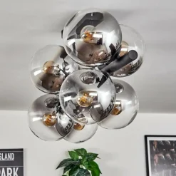 hofstein Gastor Plafonnier, Boule lumineuse Clair, Fumé, 8 lumières