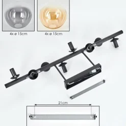 hofstein Gastor Plafonnier, Boule lumineuse Ambre, Clair, Fumé, 8 lumières