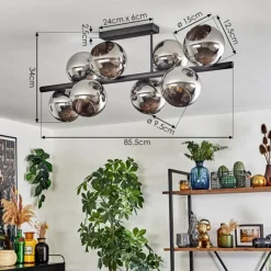 hofstein Gastor Plafonnier, Boule lumineuse Chrome, Fumé, 8 lumières