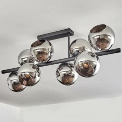 hofstein Gastor Plafonnier, Boule lumineuse Chrome, Fumé, 8 lumières