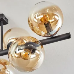 hofstein Gastor Plafonnier, Boule lumineuse Ambre, Clair, 8 lumières