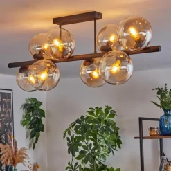 hofstein Gastor Plafonnier, Boule lumineuse Ambre, Clair, 8 lumières