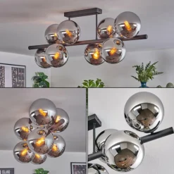 hofstein Gastor Plafonnier, Boule lumineuse Chrome, Fumé, 8 lumières