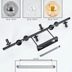 hofstein Gastor Plafonnier, Boule lumineuse Ambre, Clair, Fumé, 8 lumières