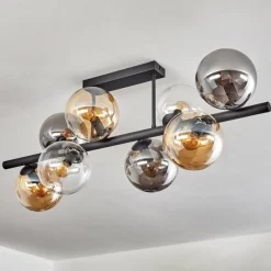 hofstein Gastor Plafonnier, Boule lumineuse Ambre, Clair, Fumé, 8 lumières