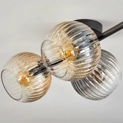 hofstein Gastor Plafonnier, Boule lumineuse Ambre, Clair, Fumé, 4 lumières
