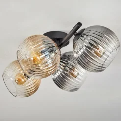 hofstein Gastor Plafonnier, Boule lumineuse Ambre, Clair, Fumé, 4 lumières