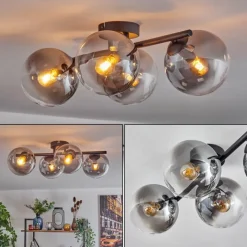 hofstein Gastor Plafonnier, Boule lumineuse Clair, Fumé, 4 lumières