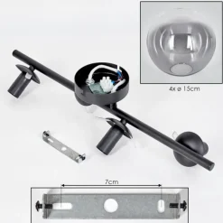 hofstein Gastor Plafonnier, Boule lumineuse Clair, Fumé, 4 lumières