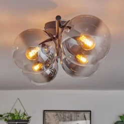 hofstein Gastor Plafonnier, Boule lumineuse Clair, Fumé, 4 lumières