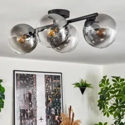 hofstein Gastor Plafonnier, Boule lumineuse Clair, Fumé, 4 lumières
