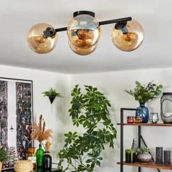 hofstein Gastor Plafonnier, Boule lumineuse Ambre, 4 lumières