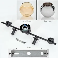 hofstein Gastor Plafonnier, Boule lumineuse Ambre, Chrome, Fumé, 5 lumières