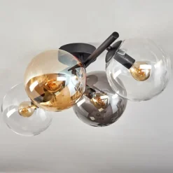 hofstein Gastor Plafonnier, Boule lumineuse Ambre, Clair, Fumé, 4 lumières
