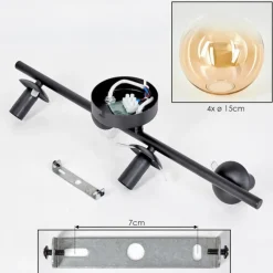 hofstein Gastor Plafonnier, Boule lumineuse Ambre, Clair, 4 lumières