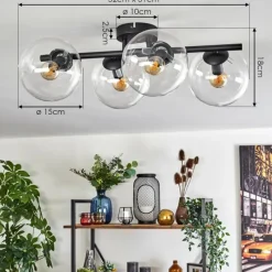 hofstein Gastor Plafonnier, Boule lumineuse Clair, 4 lumières