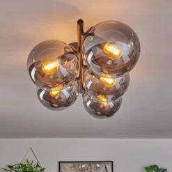 hofstein Gastor Plafonnier, Boule lumineuse Fumé, 5 lumières