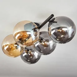 hofstein Gastor Plafonnier, Boule lumineuse Ambre, Fumé, 5 lumières
