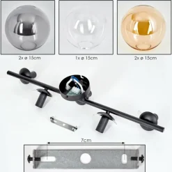 hofstein Gastor Plafonnier, Boule lumineuse Ambre, Clair, Fumé, 5 lumières