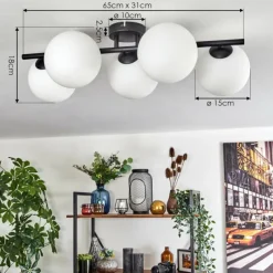 hofstein Gastor Plafonnier, Boule lumineuse Blanc, 5 lumières