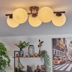 hofstein Gastor Plafonnier, Boule lumineuse Blanc, 5 lumières