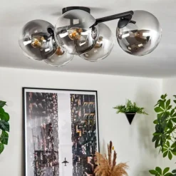 hofstein Gastor Plafonnier, Boule lumineuse Clair, Fumé, 5 lumières