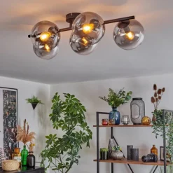 hofstein Gastor Plafonnier, Boule lumineuse Clair, Fumé, 5 lumières
