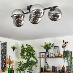 hofstein Gastor Plafonnier, Boule lumineuse Chrome, Fumé, 5 lumières