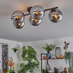 hofstein Gastor Plafonnier, Boule lumineuse Chrome, Fumé, 5 lumières