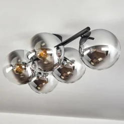 hofstein Gastor Plafonnier, Boule lumineuse Chrome, Clair, Fumé, 5 lumières