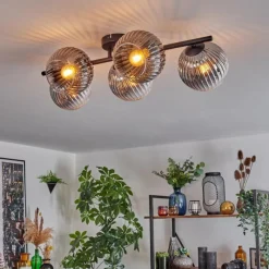 hofstein Gastor Plafonnier, Boule lumineuse Clair, Fumé, 5 lumières