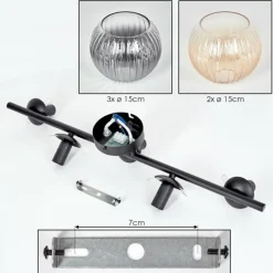 hofstein Gastor Plafonnier, Boule lumineuse Ambre, Clair, Fumé, 5 lumières