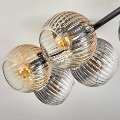 hofstein Gastor Plafonnier, Boule lumineuse Ambre, Clair, Fumé, 5 lumières
