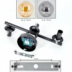 hofstein Gastor Plafonnier, Boule lumineuse Ambre, Fumé, 3 lumières