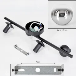 hofstein Gastor Plafonnier, Boule lumineuse Chrome, Clair, Fumé, 4 lumières