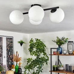 hofstein Gastor Plafonnier, Boule lumineuse Blanc, 4 lumières