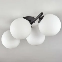 hofstein Gastor Plafonnier, Boule lumineuse Blanc, 4 lumières